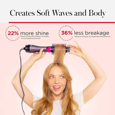 Stylish Hair Dryer Brush Black Pink ABS thumbnail 3