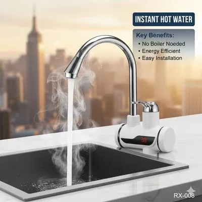 Instant Hot Water Electric Faucet Stainless Steel Kitchen Sink thumbnail 3