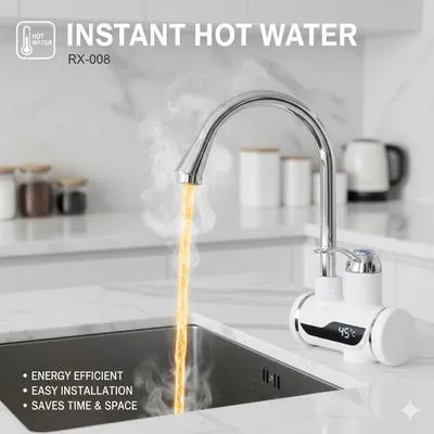 Instant Hot Water Electric Faucet Stainless Steel Kitchen Sink thumbnail 4