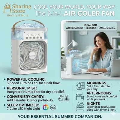 Portable Mini Air Cooler Fan with Humidifier for Summer Use thumbnail 3