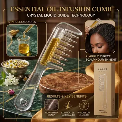 Essential Oil Infusion Comb & Hair Oil Applicator | Scalp Massager Liquid Dispenser for Hair Growth