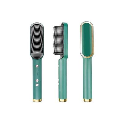 2-in-1 Hair Straightener Brush White Corded Electric thumbnail 4