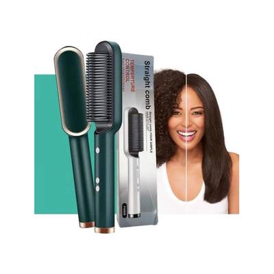 2-in-1 Hair Straightener Brush White Corded Electric thumbnail 5