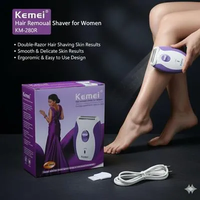Women's Kemei Hair Removal Shaver KM-280R Purple thumbnail 2