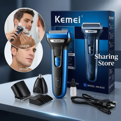 Kemei 3-in-1 Electric Shaver, Beard Trimmer  – KM-6332