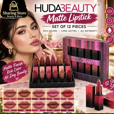 Huda Beauty Matte Lipstick Set (12-Piece Collection)