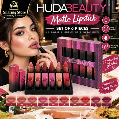 Huda Beauty Matte Lipstick Set (6-Piece Collection)