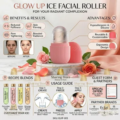 Face Ice Contour Roller with Floral Infusion & Puff Design thumbnail 3