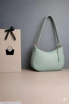 Women's Light Blue Leather Shoulder Bag 3cm thumbnail 1