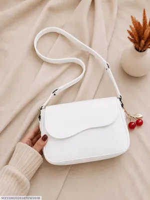 White Leather Shoulder Bag for Women Lightweight Stylish thumbnail 1