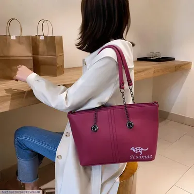 Maroon Leather Shoulder Bag for Women Material: Plain thumbnail 2