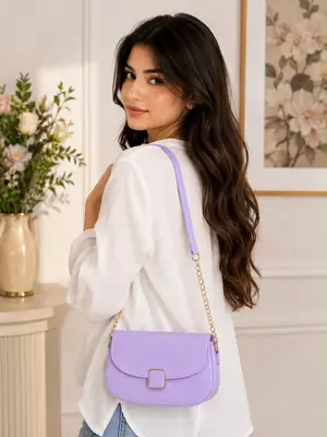Women's Leather Plain Shoulder Bag