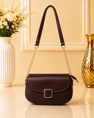 Women's Leather Plain Shoulder Bag