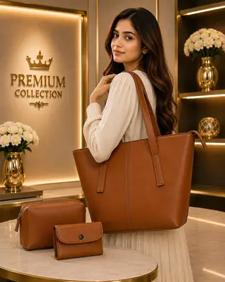 Women's Leather Plain Shoulder Bag thumbnail 1