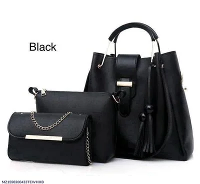 Women's PU Leather Plain Hand Bag Set thumbnail 4
