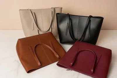 Peach PU Leather Tote Bag for Girls - 14x16x14" thumbnail 2