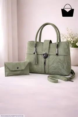 Green Leather 2-Piece Women's Handbag Set thumbnail 1