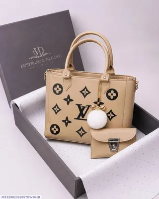 Women's Beige Leather Handbag Set with Top Handle