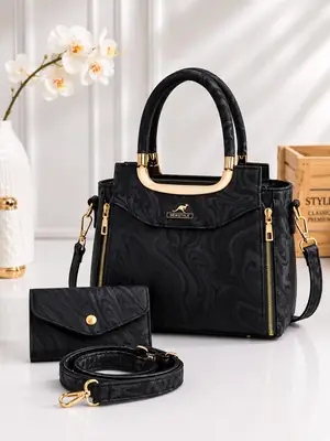 Women's Leather Printed Hand Bag Set
