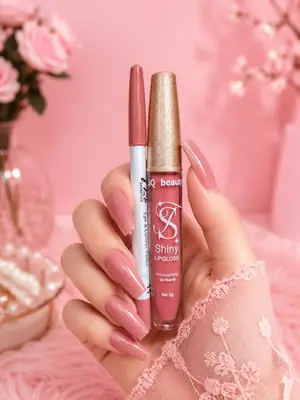 2 in 1 3Q Beauty Shinny LipGloss & Lipliner thumbnail 5