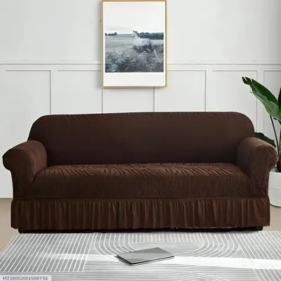 Straudertextured Velvet Sofa Cover Brown 5 Seater thumbnail 1