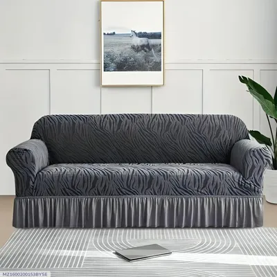 Grey Elastic Sofa Cover for 3 Seater Modern Living Room