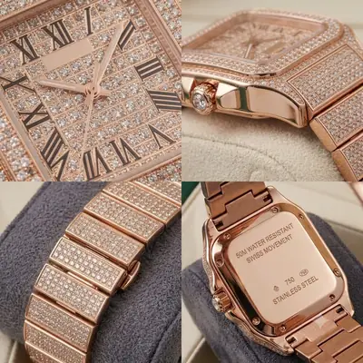 Luxury iced out crystal Dial Watch ( rose gold) thumbnail 2