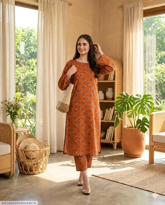 2 Pcs Women's Unstitched Printed Suit