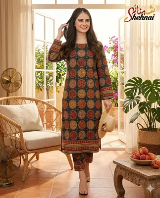 2 Pcs Women's Unstitched Printed Suit thumbnail 2