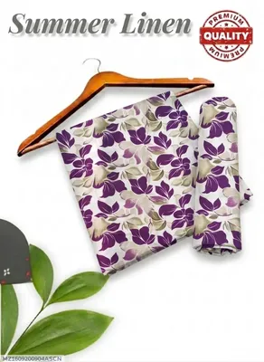 Purple Floral Linen Summer Suit Set