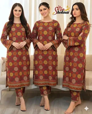 2 Pcs Women's Unstitched Printed Suit thumbnail 3