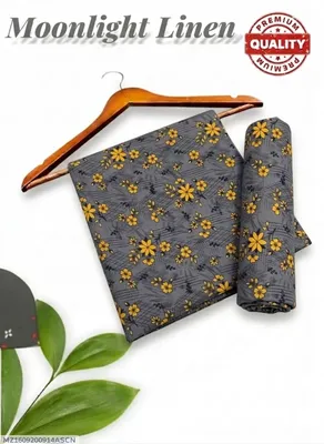 Grey Printed Linen 2Pcs Shirt Trouser Set