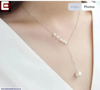 Fancy Stainless Steel Pearl Necklace for Girls Golden Silver