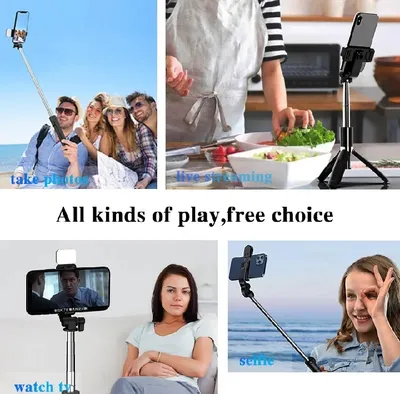 Black Bluetooth 4.0 Tripod Stand for Phone thumbnail 2