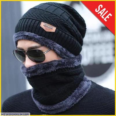 Winter Wool Beanie & Neck Warmer Set for Men Women thumbnail 6