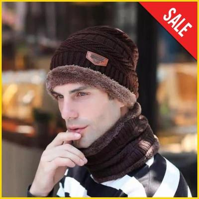 Winter Wool Beanie & Neck Warmer Set for Men Women thumbnail 5