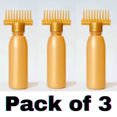 Pack of 3 Hair oil applicator comb bottle | Best professional hair oil applicator bottle with comb | 130 ml