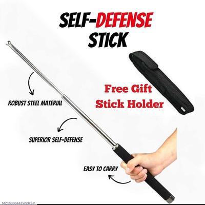 Self Defense Stick 9x26 Inch Silver Retractable with Free Holder thumbnail 7