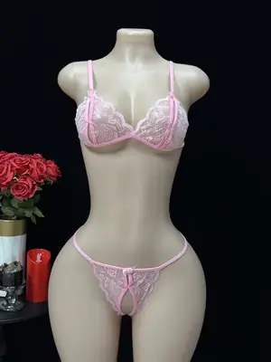 Polyester Lace Work Light Weight Bikini Set