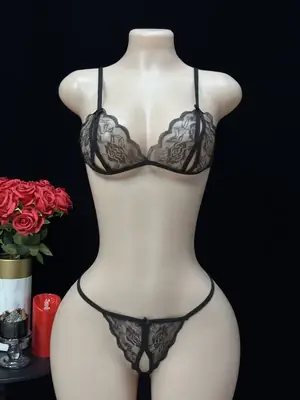 Polyester Lace Work Light Weight Bikini Set thumbnail 2