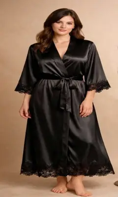 Silk Plain Comfortable And Lightweight Nightwear Set thumbnail 2