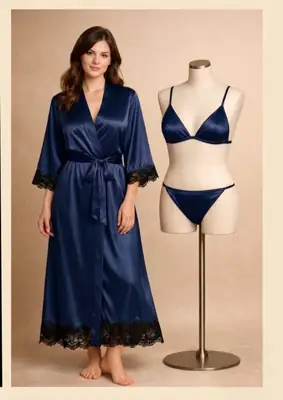 Silk Plain Comfortable And Lightweight Nightwear Set