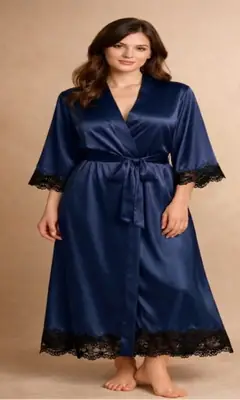 Silk Plain Comfortable And Lightweight Nightwear Set thumbnail 2