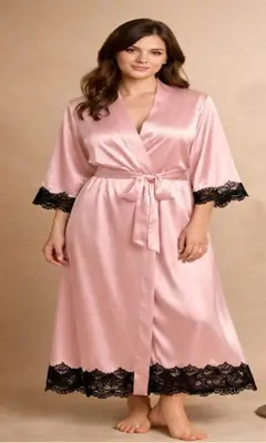 Silk Plain Comfortable And Lightweight Nightwear Set thumbnail 2