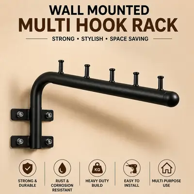 Cloth Hanging  Stand Wall Mounted With 5 Hooks