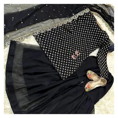 Black Mirror Work 3Pcs Women Suit Party Wear