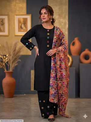 3 Pcs Women's Stitched Dobby Lawn Sheesha Work Suit