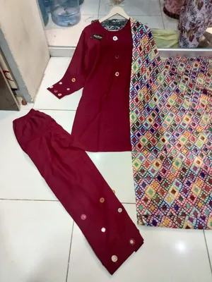 3 Pcs Women's Stitched Dobby Lawn Sheesha Work Suit thumbnail 2