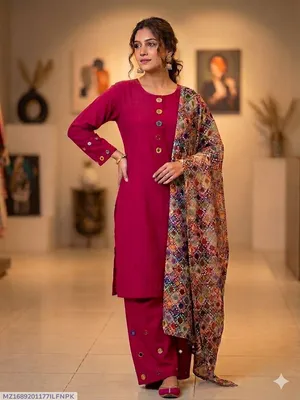 3 Pcs Women's Stitched Dobby Lawn Sheesha Work Suit