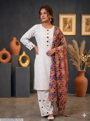 3 Pcs Women's Stitched Dobby Lawn Sheesha Work Suit